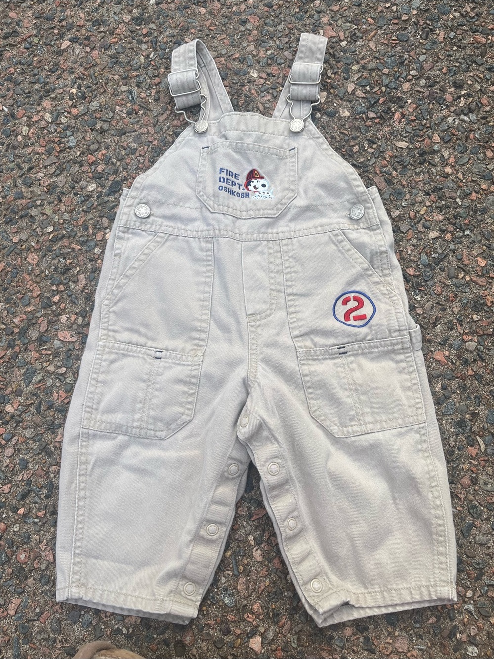 OshKosh B'gosh Cream Fire Dept. Overalls for Kids 12m